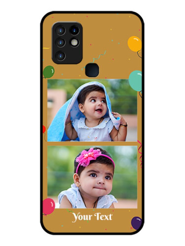 Custom Infinix Hot 10 Personalized Glass Phone Case - Image Holder with Birthday Celebrations Design