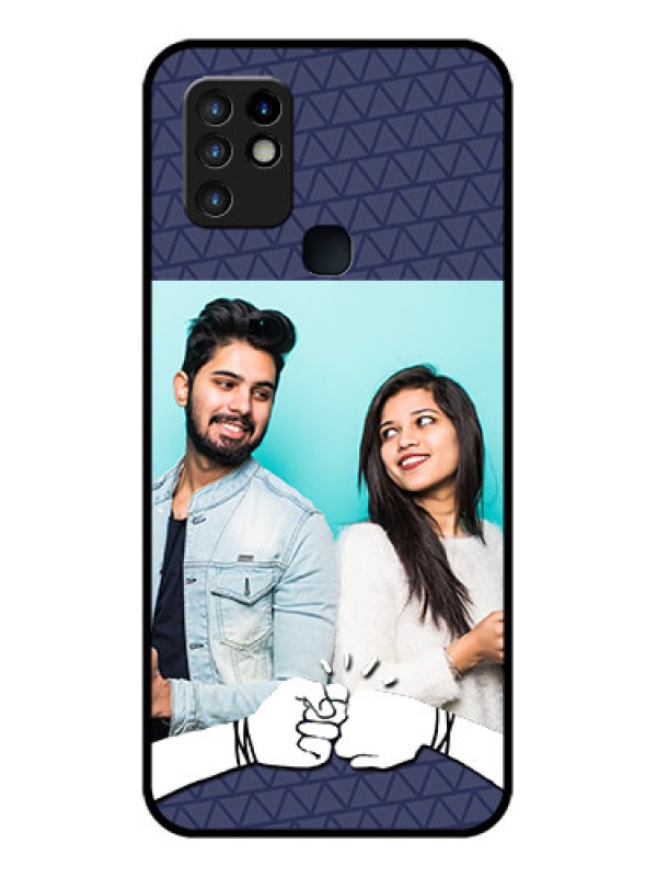 Custom Infinix Hot 10 Photo Printing on Glass Case - with Best Friends Design