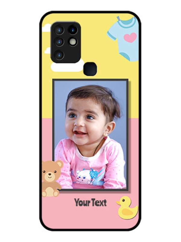 Custom Infinix Hot 10 Photo Printing on Glass Case - Kids 2 Color Design