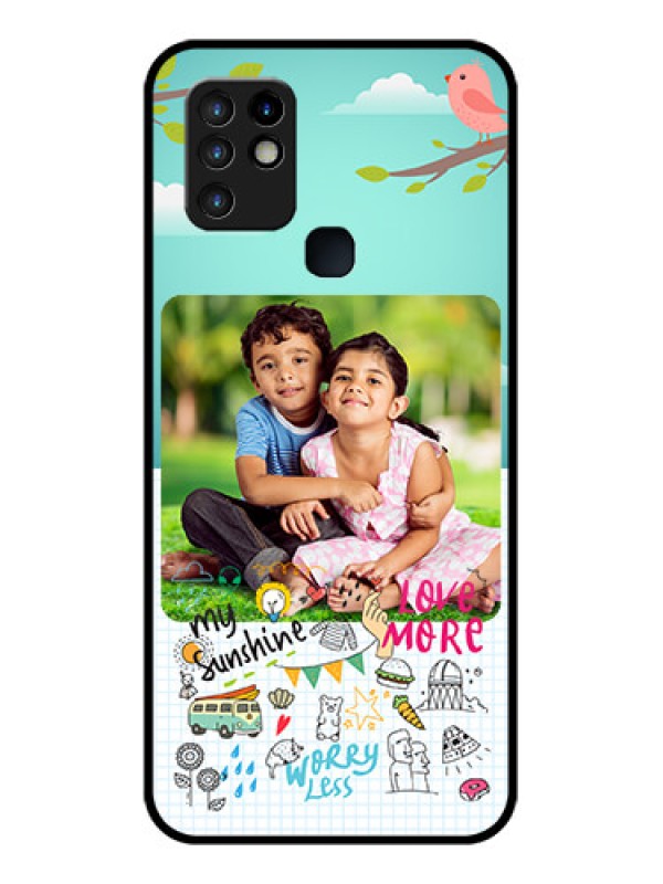 Custom Infinix Hot 10 Photo Printing on Glass Case - Doodle love Design