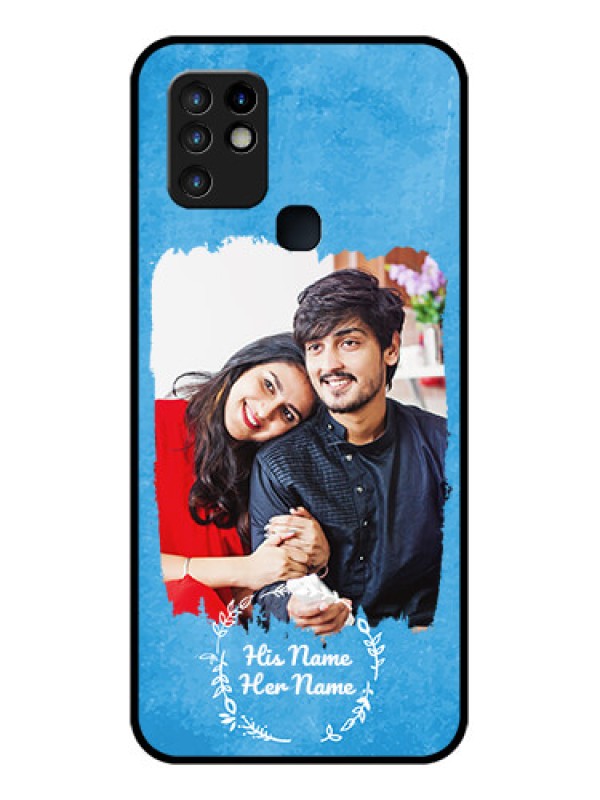 Custom Infinix Hot 10 Custom Glass Phone Case - Blue Color Vintage Design