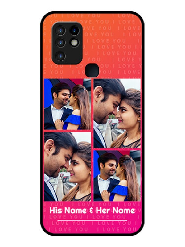 Custom Infinix Hot 10 Custom Glass Phone Case - I Love You Pink Design