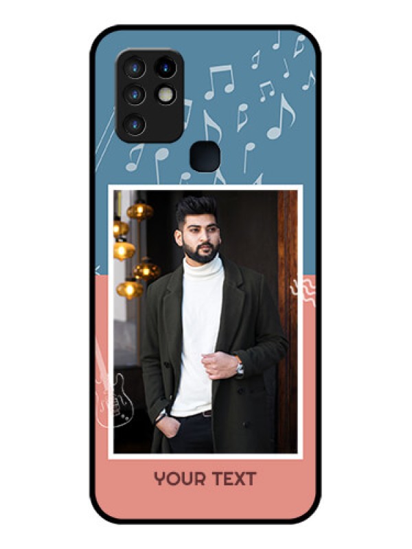 Custom Infinix Hot 10 Photo Printing on Glass Case - with Color Musical Note Design