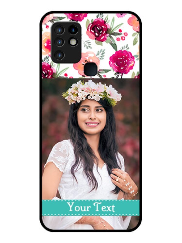 Custom Infinix Hot 10 Custom Glass Phone Case - Watercolor Floral Design