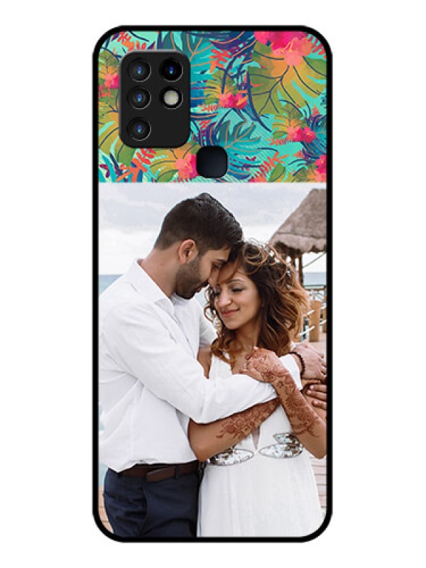 Custom Infinix Hot 10 Photo Printing on Glass Case - Watercolor Floral Design