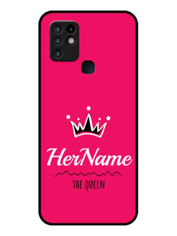 Custom Infinix Hot 10 Glass Phone Case Queen with Name