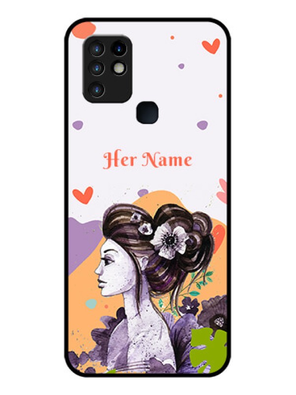 Custom Infinix Hot 10 Personalized Glass Phone Case - Woman And Nature Design