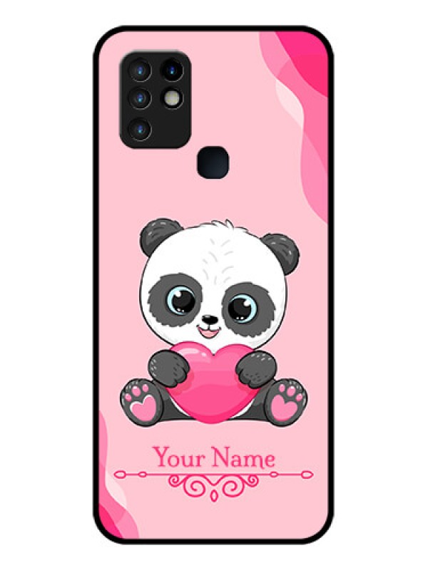 Custom Infinix Hot 10 Custom Glass Mobile Case - Cute Panda Design