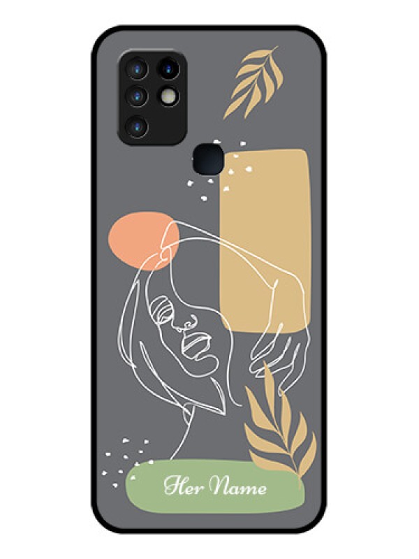 Custom Infinix Hot 10 Custom Glass Phone Case - Gazing Woman line art Design