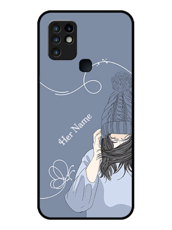 Custom Infinix Hot 10 Custom Glass Mobile Case - Girl in winter outfit Design