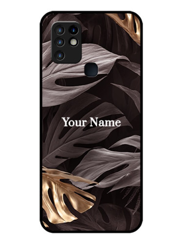 Custom Infinix Hot 10 Personalised Glass Phone Case - Wild Leaves digital paint Design