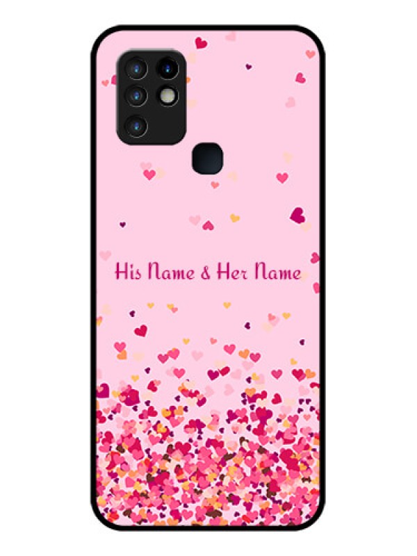 Custom Infinix Hot 10 Photo Printing on Glass Case - Floating Hearts Design