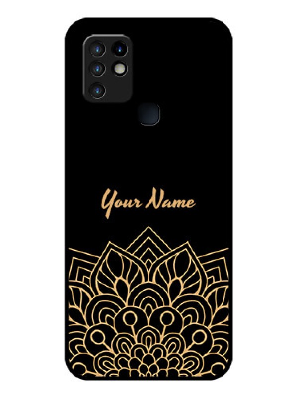 Custom Infinix Hot 10 Custom Glass Phone Case - Golden mandala Design