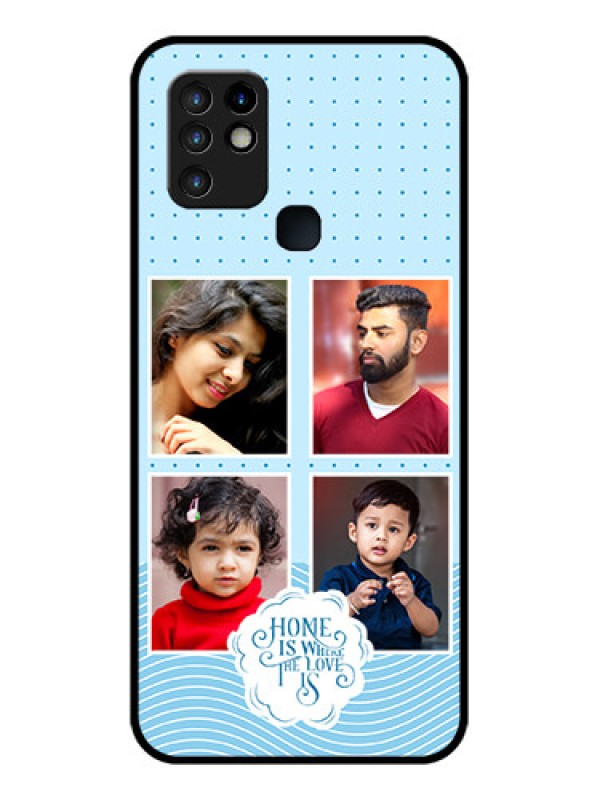 Custom Infinix Hot 10 Custom Glass Phone Case - Cute love quote with 4 pic upload Design