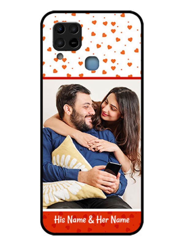Custom Infinix Hot 10s Custom Glass Phone Case - Orange Love Symbol Design