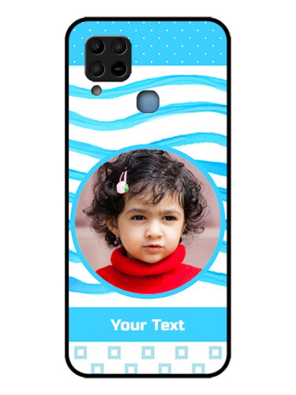 Custom Infinix Hot 10s Custom Glass Phone Case - Simple Blue Case Design