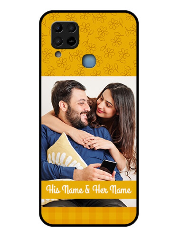 Custom Infinix Hot 10s Custom Glass Mobile Case - Yellow Floral Design