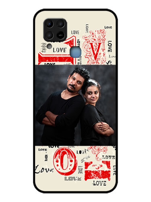 Custom Infinix Hot 10s Photo Printing on Glass Case - Trendy Love Design Case