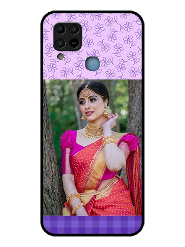 Custom Infinix Hot 10s Custom Glass Phone Case - Purple Floral Design