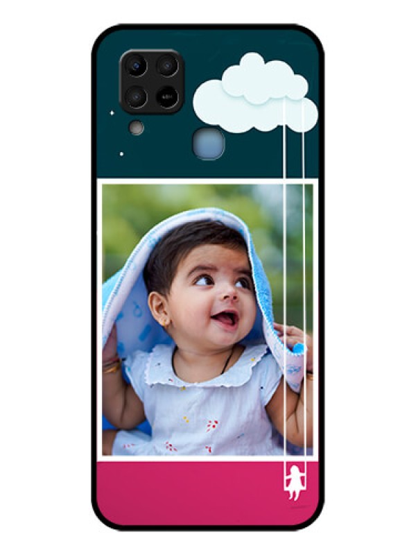 Custom Infinix Hot 10s Custom Glass Phone Case - Cute Girl with Cloud Design