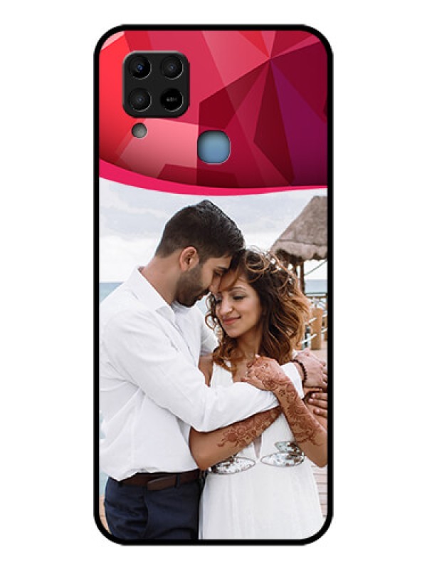 Custom Infinix Hot 10s Custom Glass Mobile Case - Red Abstract Design