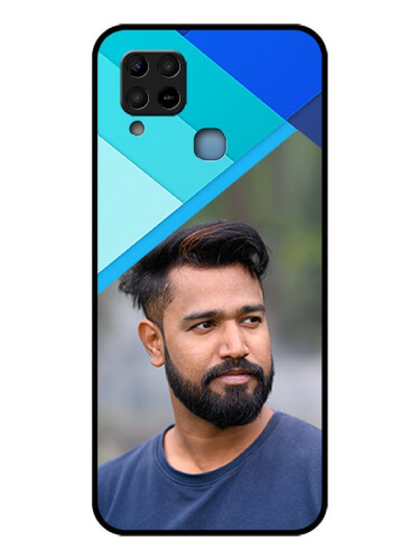 Custom Infinix Hot 10s Custom Glass Phone Case - Blue Pattern Design