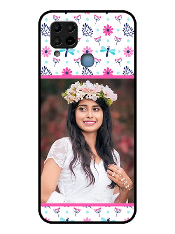 Custom Infinix Hot 10s Photo Printing on Glass Case - Colorful Flower Design