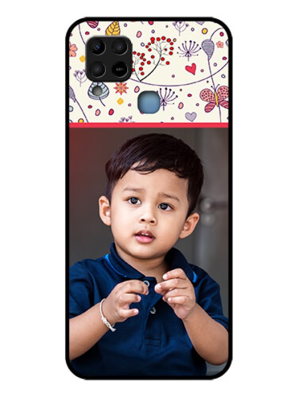 Custom Infinix Hot 10s Custom Glass Mobile Case - Premium Floral Design