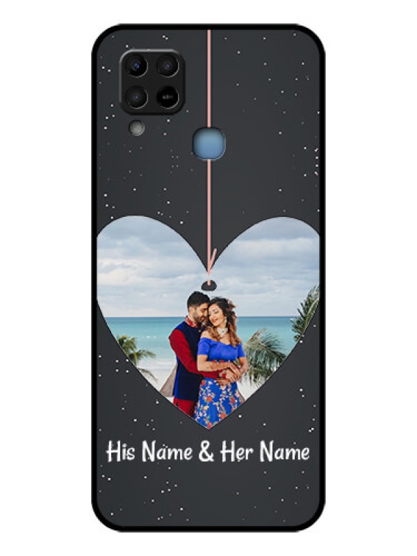 Custom Infinix Hot 10s Custom Glass Phone Case - Hanging Heart Design