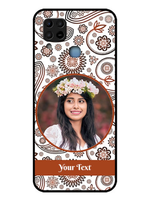 Custom Infinix Hot 10s Custom Glass Mobile Case - Abstract Flower Design