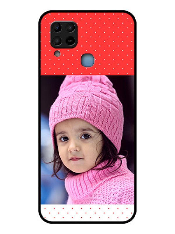 Custom Infinix Hot 10s Photo Printing on Glass Case - Red Pattern Design