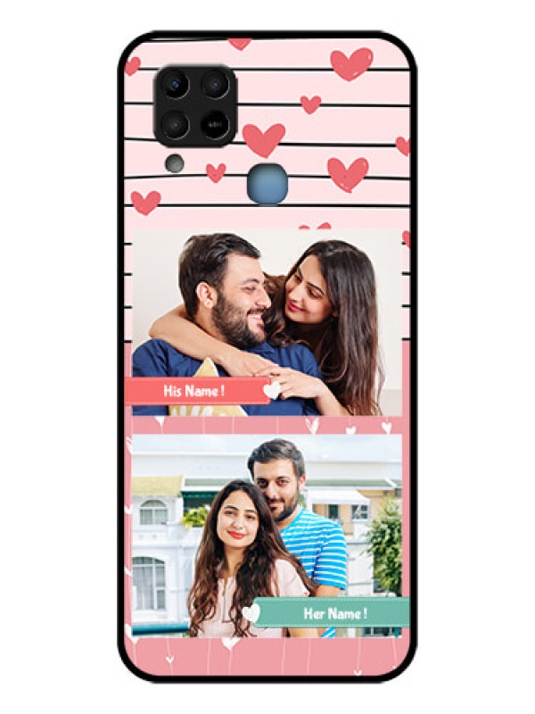 Custom Infinix Hot 10s Custom Glass Mobile Case - Photo with Heart Design