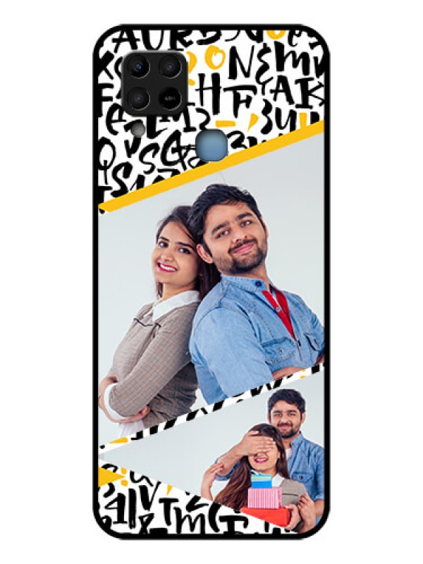 Custom Infinix Hot 10s Custom Glass Mobile Case - Letters Pattern Design