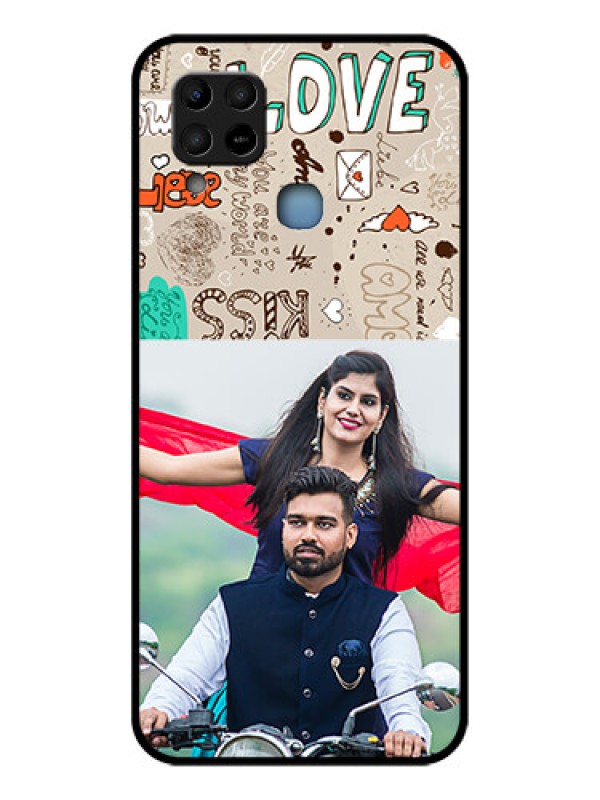 Custom Infinix Hot 10s Custom Glass Phone Case - Love Doodle Pattern