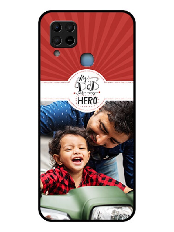 Custom Infinix Hot 10s Photo Printing on Glass Case - My Dad Hero Design