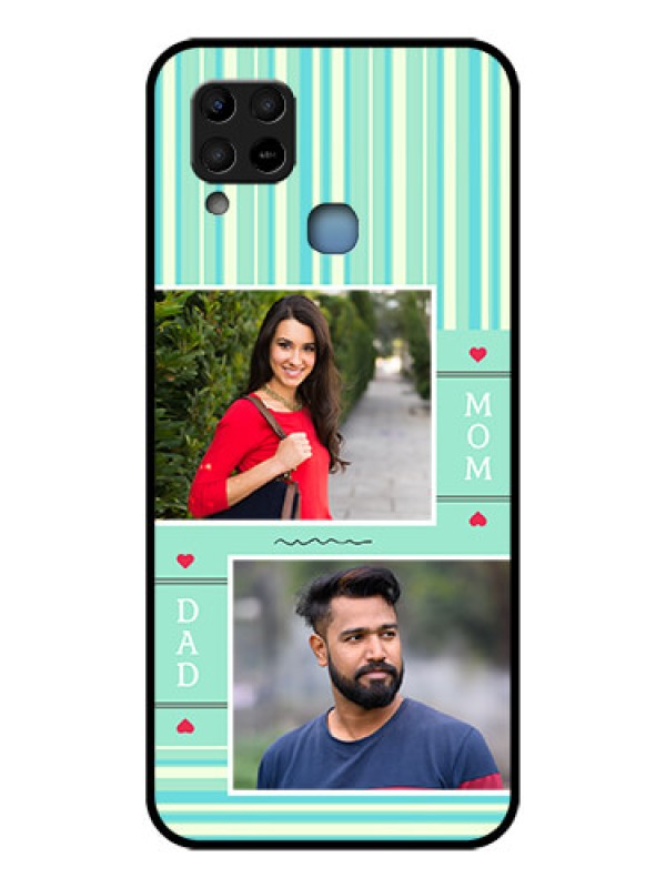 Custom Infinix Hot 10s Custom Glass Phone Case - Mom & Dad Pic Design