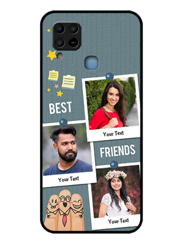 Custom Infinix Hot 10s Personalized Glass Phone Case - Sticky Frames and Friendship Design