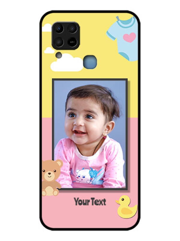 Custom Infinix Hot 10s Photo Printing on Glass Case - Kids 2 Color Design