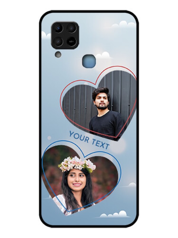 Custom Infinix Hot 10s Custom Glass Mobile Case - Blue Color Couple Design