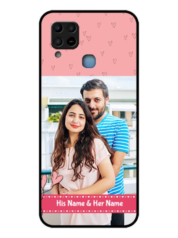 Custom Infinix Hot 10s Personalized Glass Phone Case - Love Design Peach Color