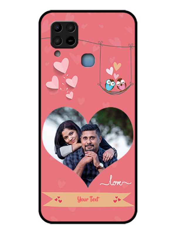 Custom Infinix Hot 10s Personalized Glass Phone Case - Peach Color Love Design