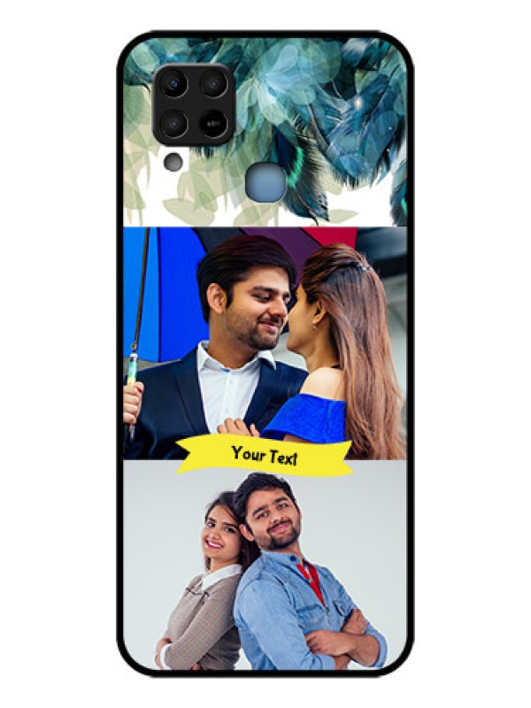 Custom Infinix Hot 10s Personalized Glass Phone Case - Image with Boho Peacock Feather Design