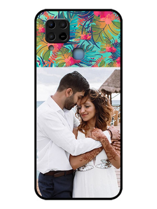 Custom Infinix Hot 10s Photo Printing on Glass Case - Watercolor Floral Design