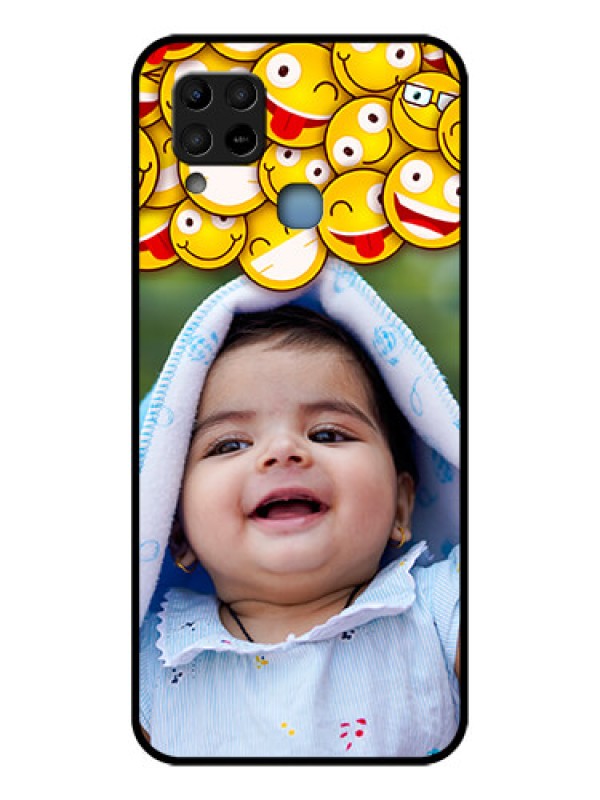 Custom Infinix Hot 10s Custom Glass Mobile Case - with Smiley Emoji Design