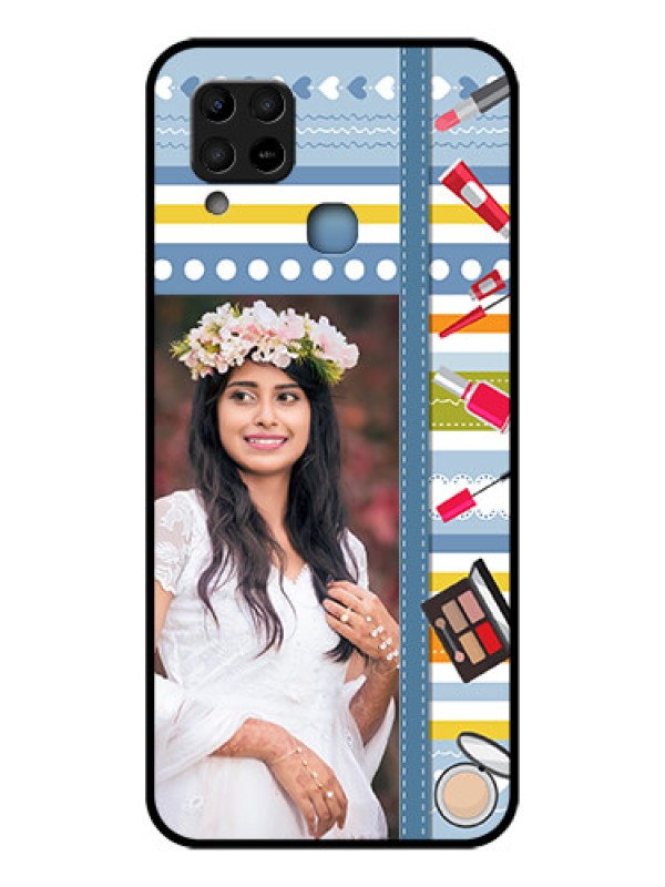 Custom Infinix Hot 10s Personalized Glass Phone Case - Makeup Icons Design