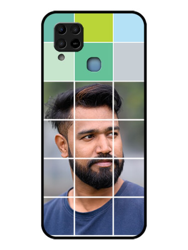 Custom Infinix Hot 10s Photo Printing on Glass Case - with white box pattern