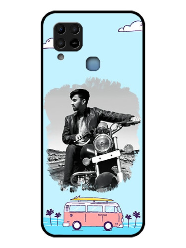 Custom Infinix Hot 10s Photo Printing on Glass Case - Travel & Adventure Design