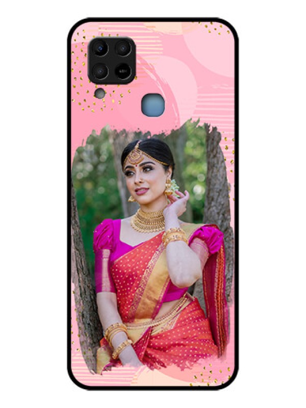 Custom Infinix Hot 10s Personalized Glass Phone Case - Gold Glitter Splash Design