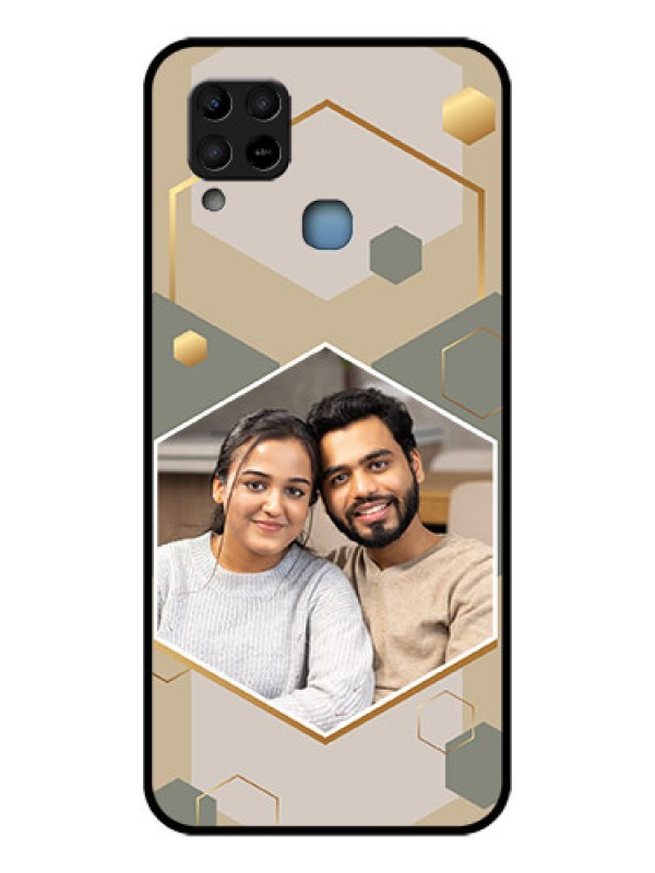 Custom Infinix Hot 10s Photo Printing on Glass Case - Stylish Hexagon Pattern Design