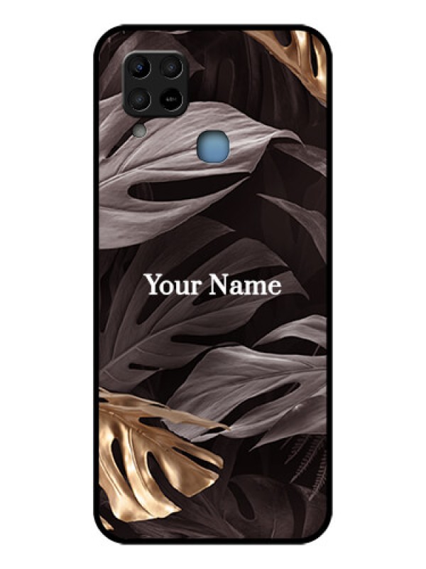 Custom Infinix Hot 10s Personalised Glass Phone Case - Wild Leaves digital paint Design